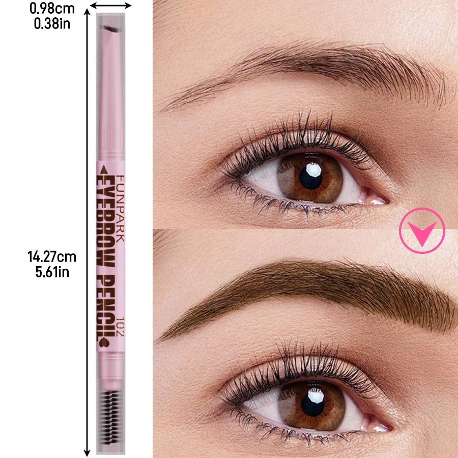Crayon à sourcils 2 en 1 professionnel pour femmes, 5 couleurs, waterproof, effet tatouage, longue tenue.