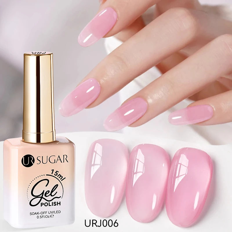 Vernis gel semi-permanent UR SUGAR 15 ml, couleur blanc laiteux translucide, effet gelée, UV, semi-permanent, pour nail art, à dissoudre. Dernière tendance.