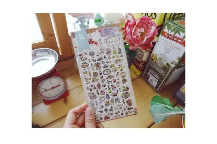 Suatelier Foods Stickers Aesthetic Scrapbooking Cute Junk Journal Ephemera Korean Deco Sticker Planner Diary DIY Craft Supplies