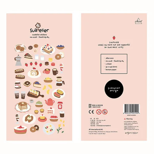 Suatelier Foods Stickers Aesthetic Scrapbooking Cute Junk Journal Ephemera Korean Deco Sticker Planner Diary DIY Craft Supplies