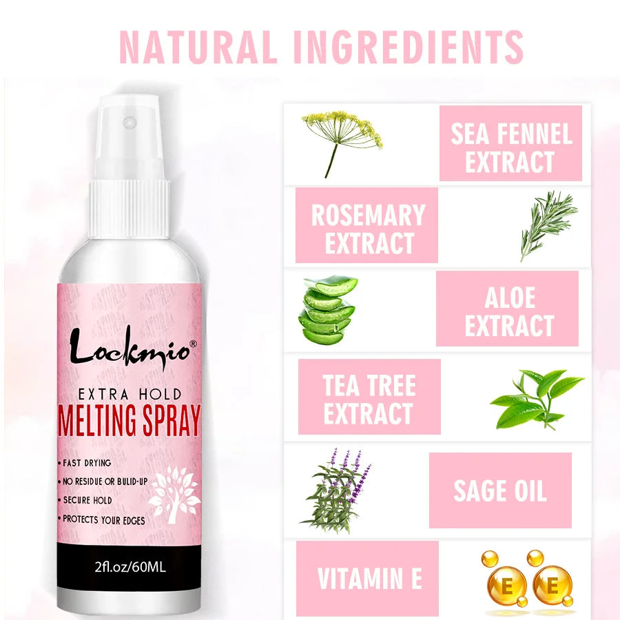 LOCKMIO 60ML Spray de colle à séchage rapide et fondante pour dentelle, fixation longue durée, colle pour perruques en tulle, agent de fixation pour perruques de cosplay