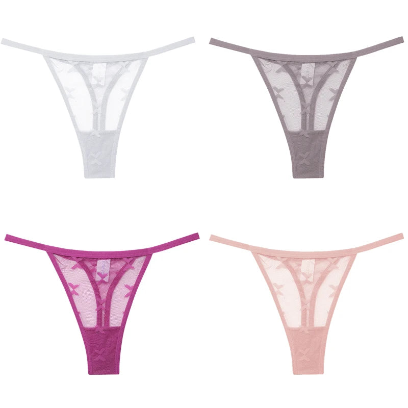 Lot de 4 culottes bikini en dentelle pour femme, strings sexy, tailles S à XL, sous-vêtements confortables dos nageur, lingerie sexy 2022
