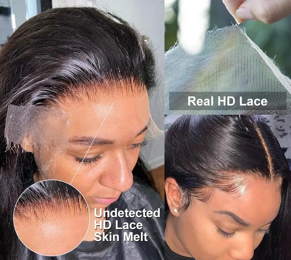 Perruque Lace Frontale 360° transparente HD 13x4 ou 13x6, ondulée, pré-épilée, en cheveux humains pour femmes, densité 200 (5x5).