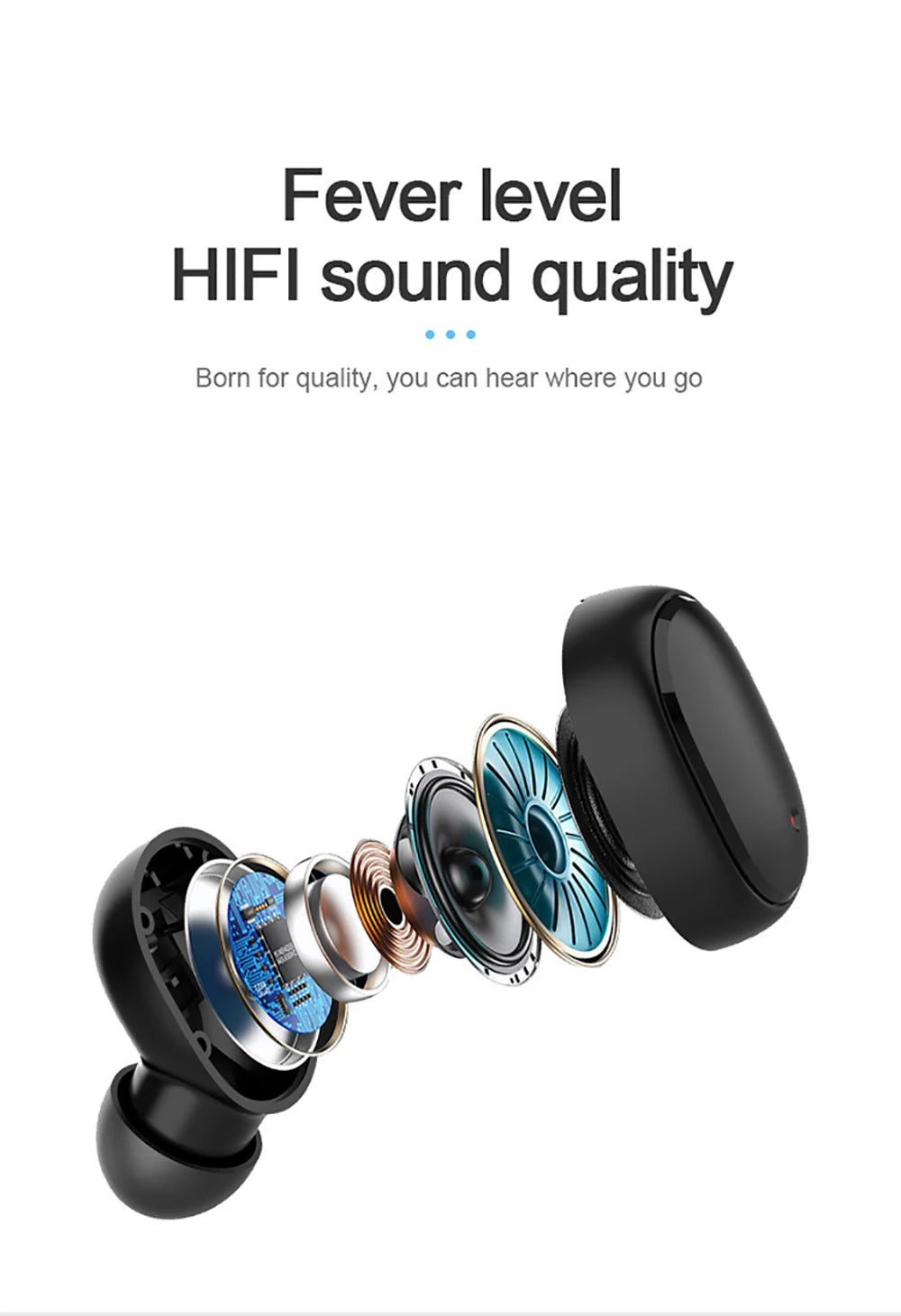 Écouteurs intra-auriculaires Bluetooth sans fil TWS A6S avec réduction de bruit et micro pour Huawei, Xiaomi et Redmi