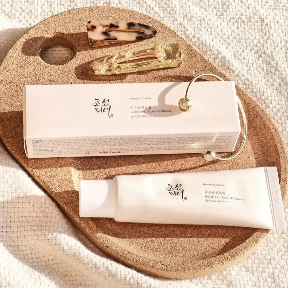 Coffret de soins coréens au riz Joseon et probiotiques : huile essentielle, protection solaire, lotion tonique rafraîchissante, crème hydratante pour le visage et les yeux.