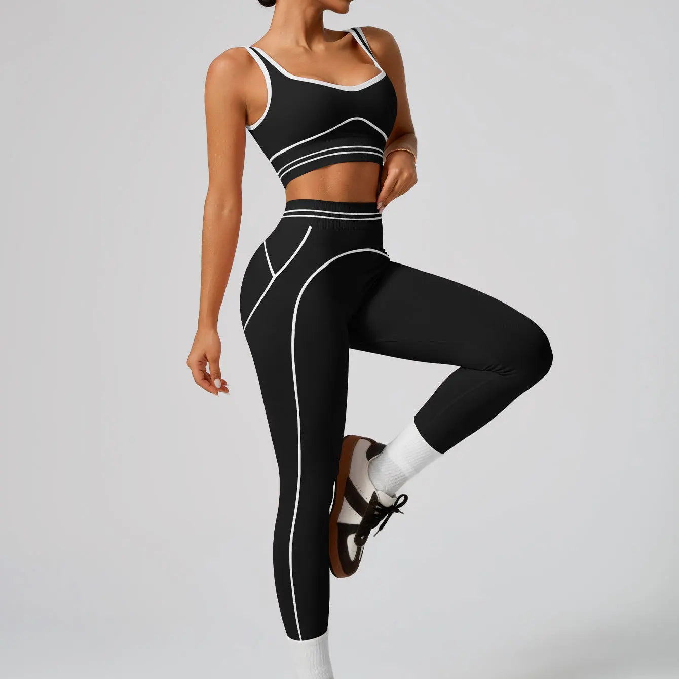 Ensemble de yoga sans coutures pour femme - Soutien-gorge de sport et legging taille haute, tenue de sport idéale pour la salle de sport, le fitness et les exercices d'étirement.