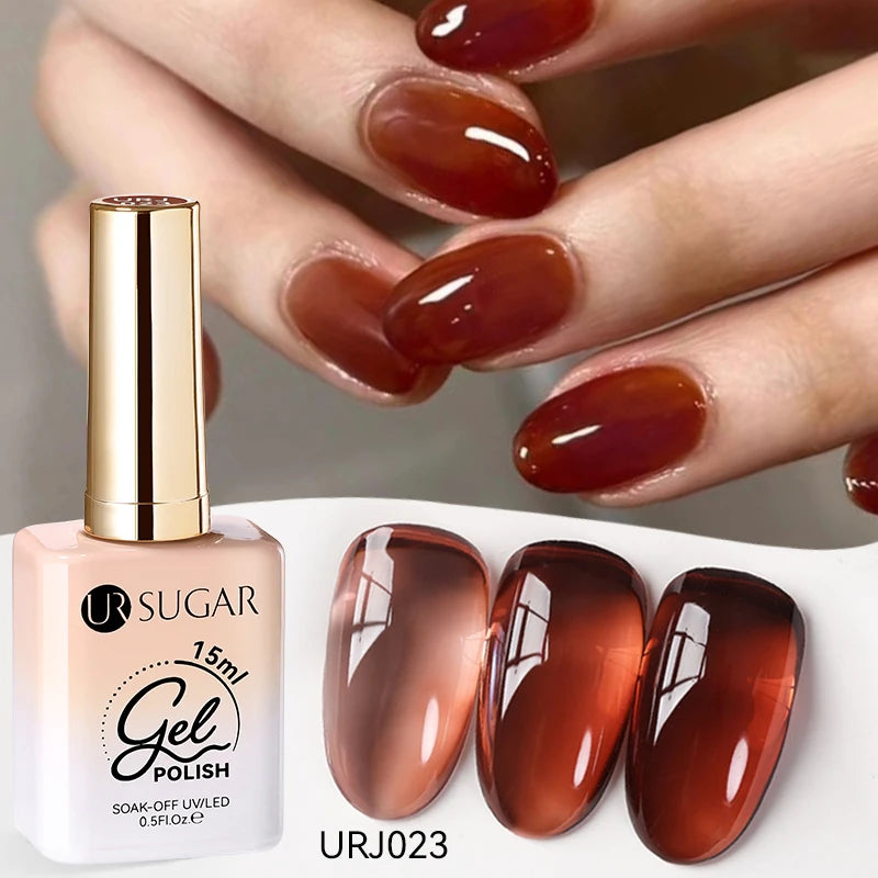 Vernis gel semi-permanent UR SUGAR 15 ml, couleur blanc laiteux translucide, effet gelée, UV, semi-permanent, pour nail art, à dissoudre. Dernière tendance.