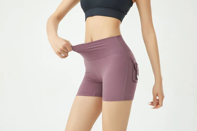 Short de fitness Peach Butt pour femme, pantalon cargo trois-quarts à séchage rapide avec poche, legging de yoga gainant pour l'été