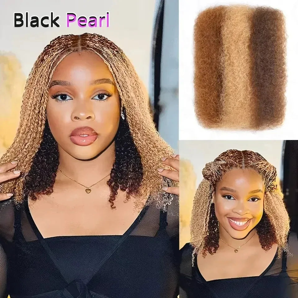 Cheveux Black Pearl Top QVR péruviens crépus bouclés mini twist 50 g/pièce, cheveux humains crépus afro en vrac pour tresses, 100 % cheveux Remy.
