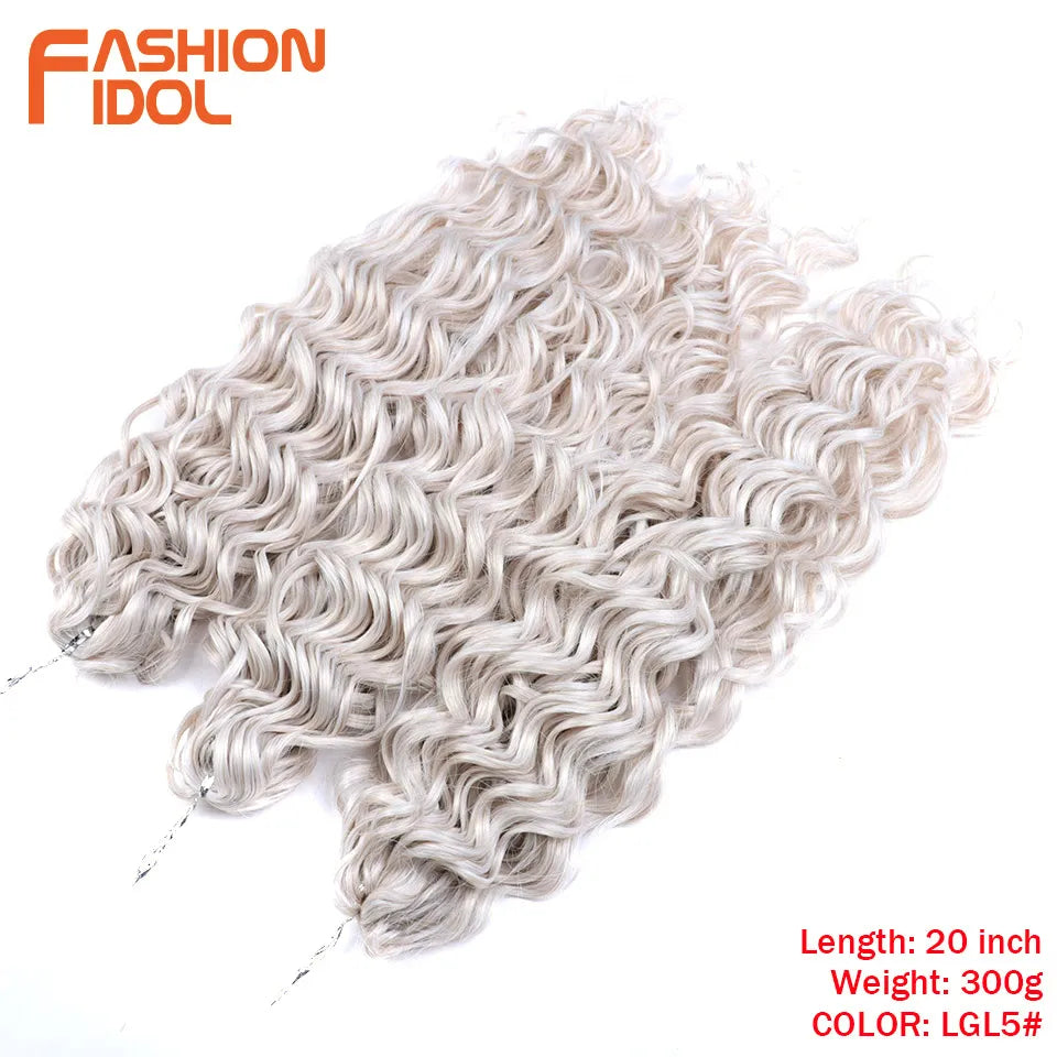 Extensions de cheveux bouclés FASHION IDOL, ondulations profondes, torsades, 50 cm, blond ombré, crochet synthétique.