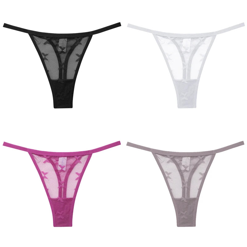 Lot de 4 culottes bikini en dentelle pour femme, strings sexy, tailles S à XL, sous-vêtements confortables dos nageur, lingerie sexy 2022