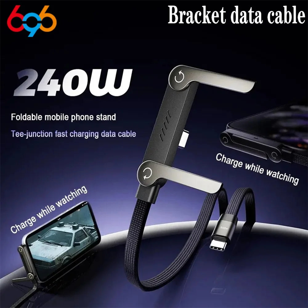 Support de téléphone pliable à charge rapide 240 W avec câble de données et support pliable 2 en 1 pour téléphone et tablette