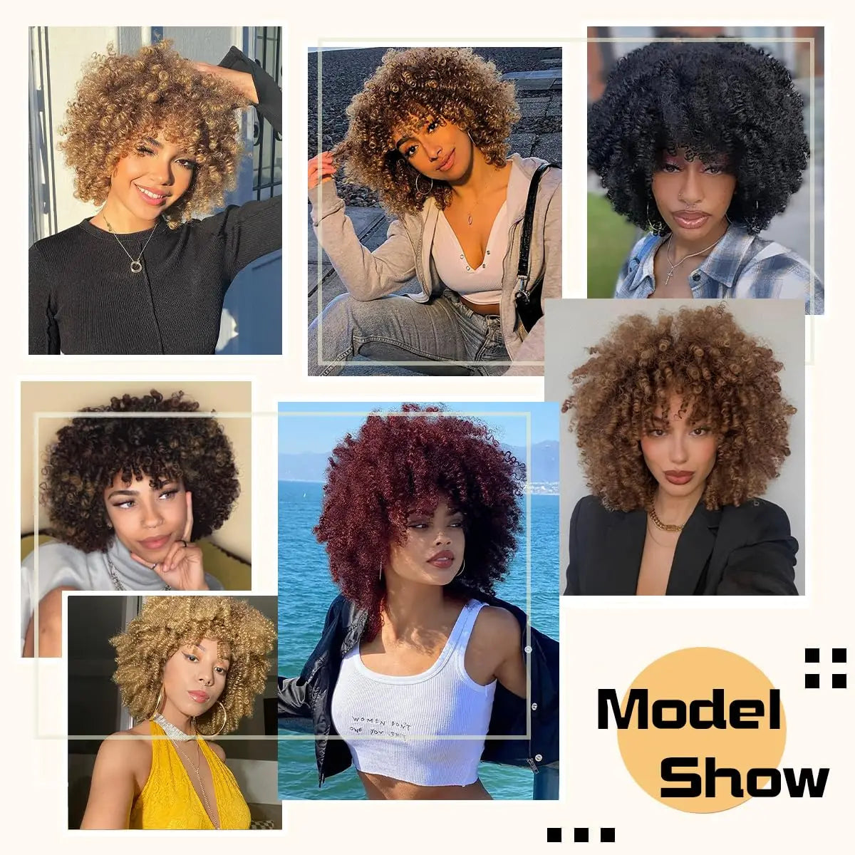 Perruque synthétique afro courte et frisée avec frange, 30 cm, pour femmes noires. Naturelle, sans colle, résistante à la chaleur, idéale pour les soirées et les fêtes.