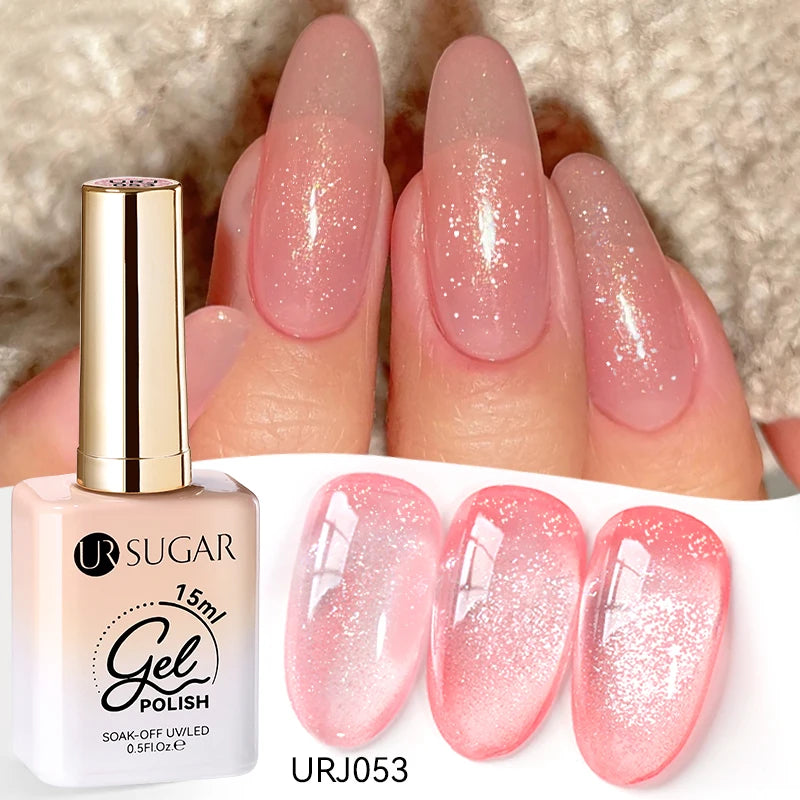 Vernis gel semi-permanent UR SUGAR 15 ml, couleur blanc laiteux translucide, effet gelée, UV, semi-permanent, pour nail art, à dissoudre. Dernière tendance.