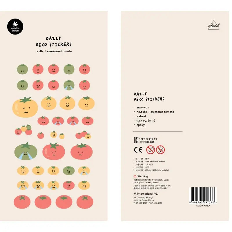 Suatelier Foods Stickers Aesthetic Scrapbooking Cute Junk Journal Ephemera Korean Deco Sticker Planner Diary DIY Craft Supplies