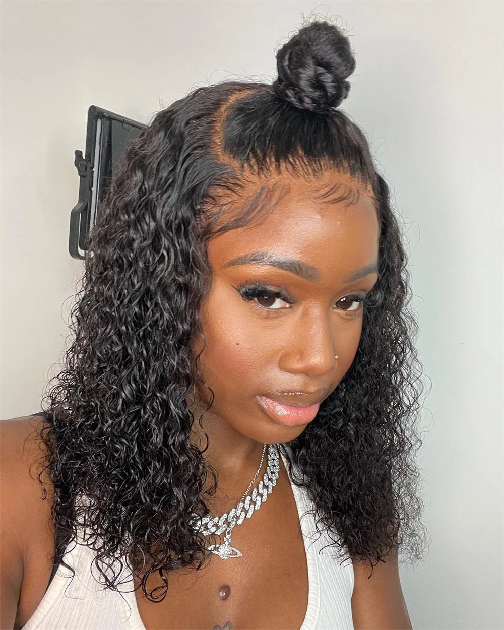 Perruques bouclées au carré, cheveux humains brésiliens, 13x4 Deep Water Wave, perruques frontales en dentelle 5x1 et 13x1 avec raie en T, pour femmes, pré-épilées à 200 %.