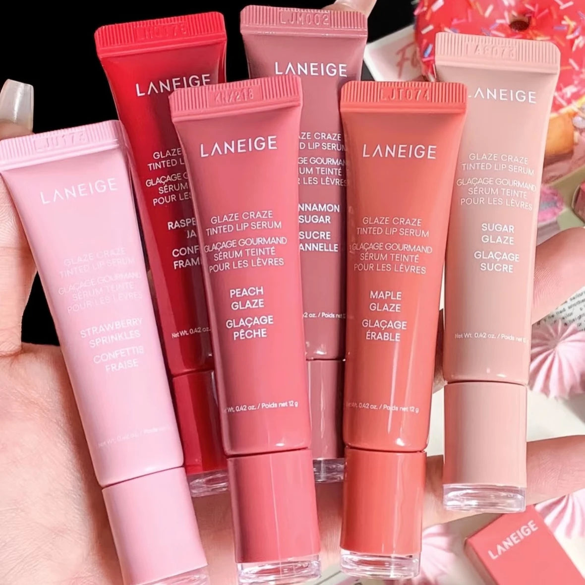Baume à lèvres hydratant effet donut, gloss miroir, rouge à lèvres parfum fraise framboise chocolat, huile à lèvres transparente, maquillage