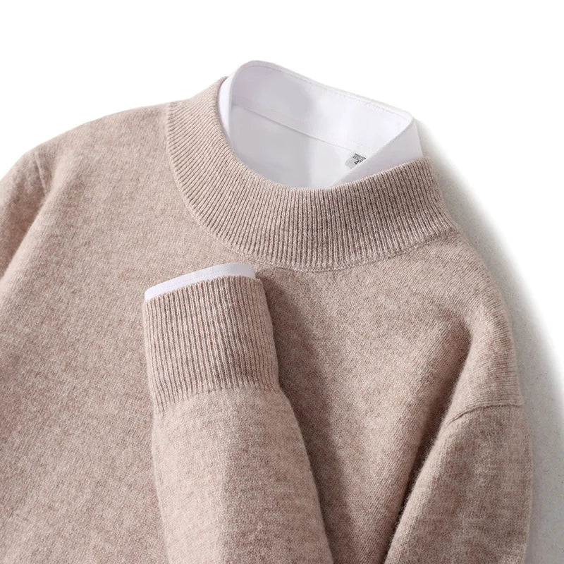 Pull 100 % laine mérinos pour femme, grande taille jusqu'à 5XL, col demi-lune, maille ample, manches longues, finitions cachemire.