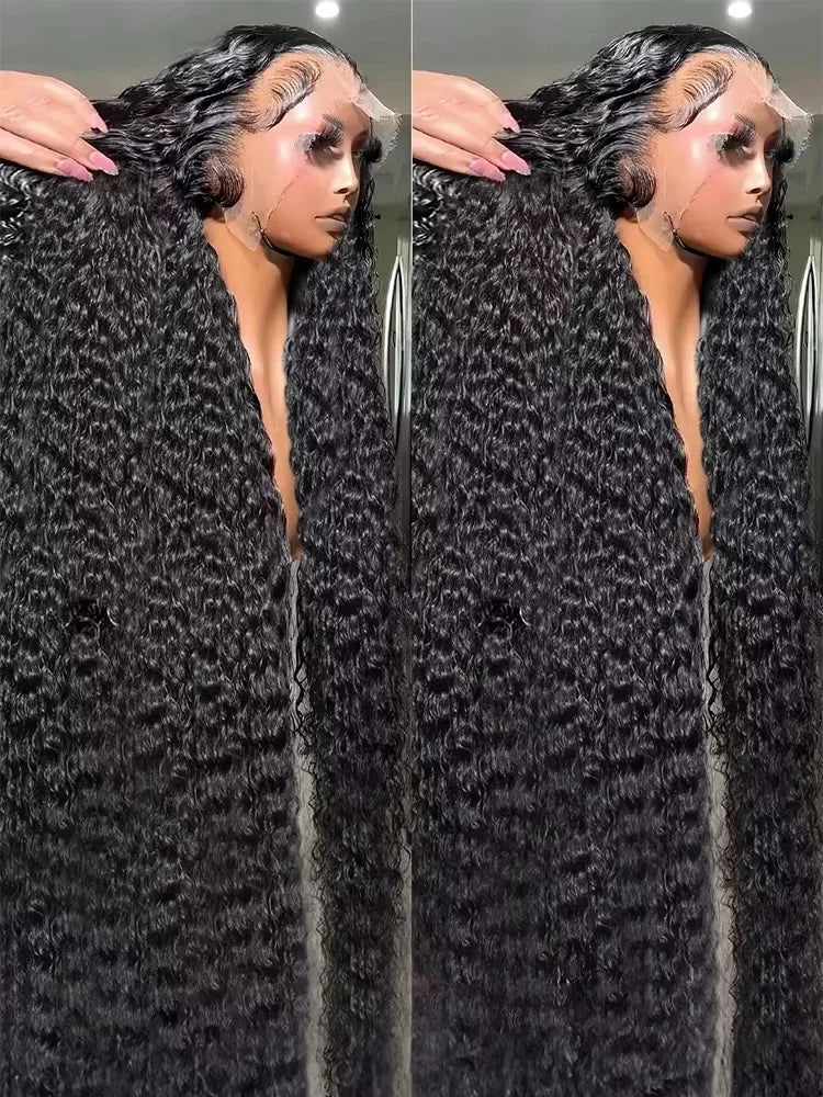 Perruque bouclée en cheveux humains de 30 à 40 pouces, ondulation profonde, perruque frontale en dentelle HD 13x6, perruque sans colle 4x4 et 5x5, cheveux humains prêts à porter, 360°