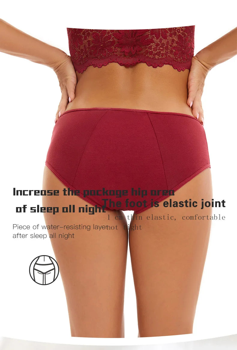 Lot de 3 culottes menstruelles pour femmes, anti-fuites, en coton, absorbantes, physiologiques, pour les règles.