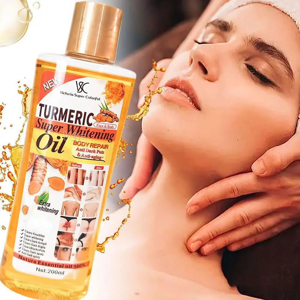 Huile essentielle de curcuma pour le visage et le corps, huile de massage hydratante pour diffuseur, aromathérapie, éclaircissante et lissante, soin du visage et du corps, 200 ml