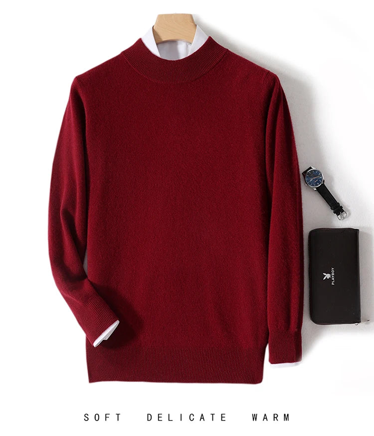 Pull 100 % laine mérinos pour femme, grande taille jusqu'à 5XL, col demi-lune, maille ample, manches longues, finitions cachemire.