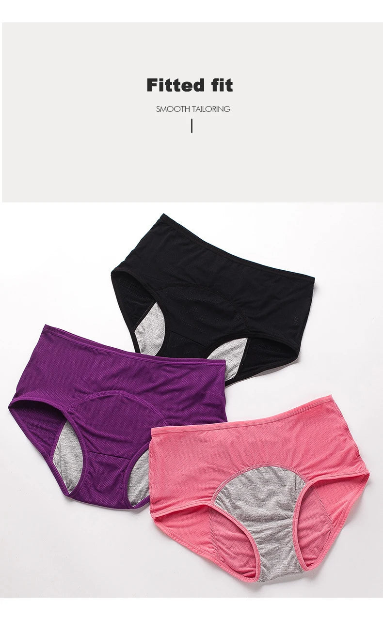 Lot de 2 culottes physiologiques pour femmes, culottes menstruelles anti-fuites, taille mi-haute, en soie glacée.
