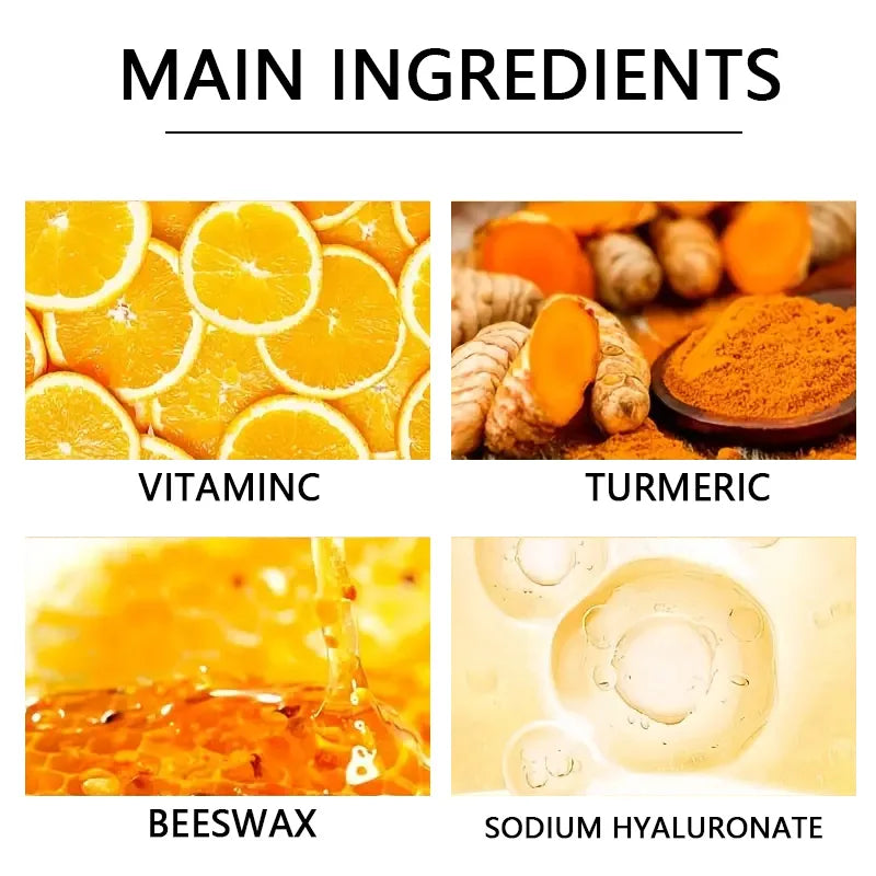 Masque à la cire pour les mains et les pieds à la vitamine C et au curcuma : adoucit la peau, nettoie en douceur et illumine le teint.