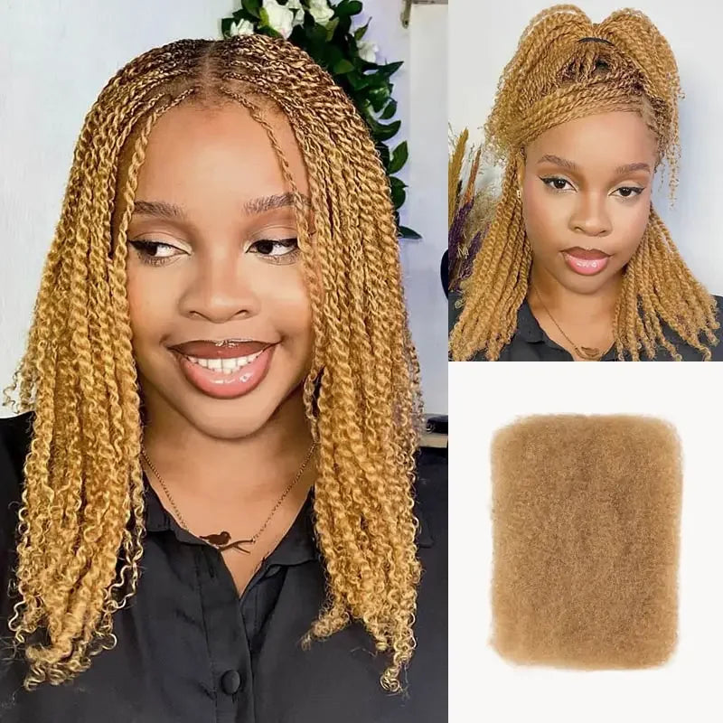 Cheveux Black Pearl Top QVR péruviens crépus bouclés mini twist 50 g/pièce, cheveux humains crépus afro en vrac pour tresses, 100 % cheveux Remy.