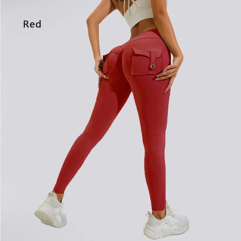 Pantalon de yoga en nylon DIAS FIT JOY, avec poches arrière, effet push-up, respirant et sans coutures apparentes.
