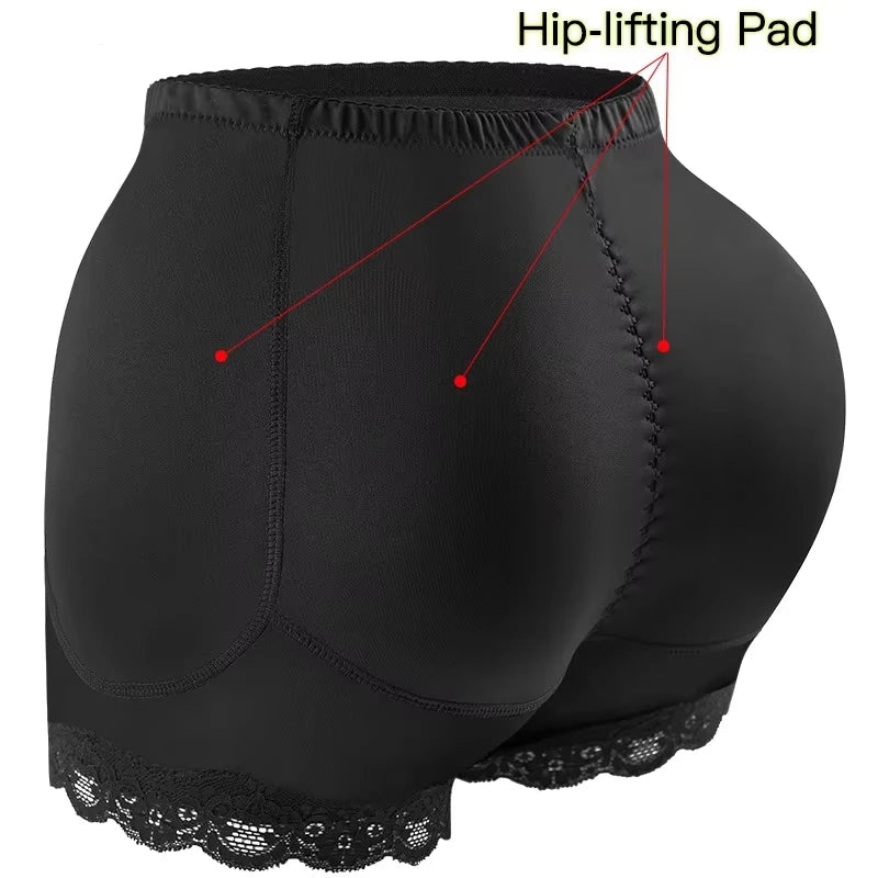 Culotte gainante avec coussinets pour les hanches, effet push-up et rehausseur de fesses, ventre plat, effet lissant, effet fesses rebondies.