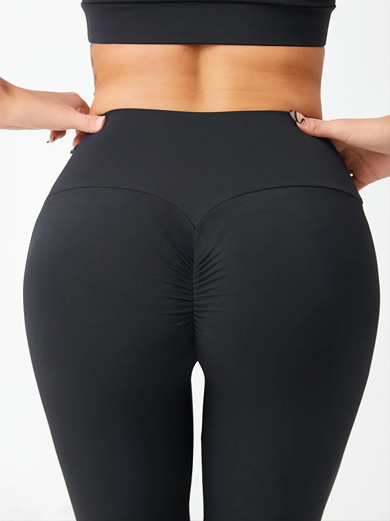 Pantalon de yoga taille haute push-up, effet push-up, froncé, coupe pêche, séchage rapide, respirant et extensible, idéal pour la salle de sport.
