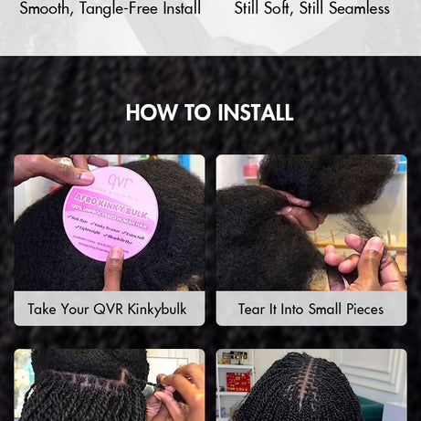 Cheveux Black Pearl Top QVR péruviens crépus bouclés mini twist 50 g/pièce, cheveux humains crépus afro en vrac pour tresses, 100 % cheveux Remy.