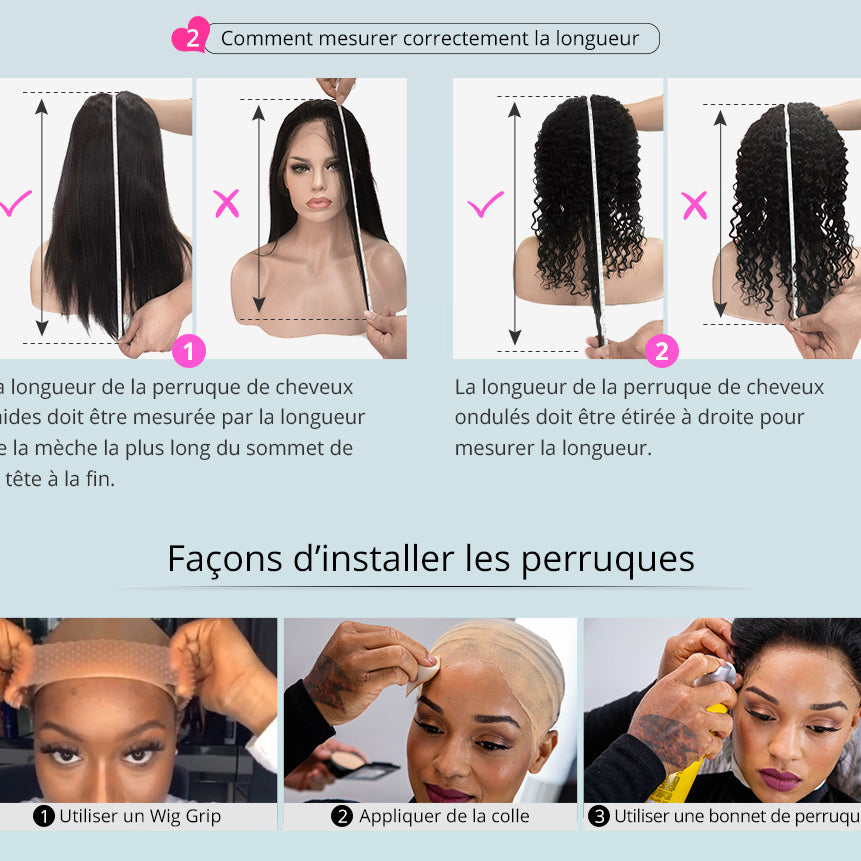 Perruque pré-coupée sans colle, 250 %, 30 à 40 pouces, prête à porter, ondulations profondes et souples, 13x6 ou 13x4, avec lace frontale HD, pré-épilée et bouclée pour femme.