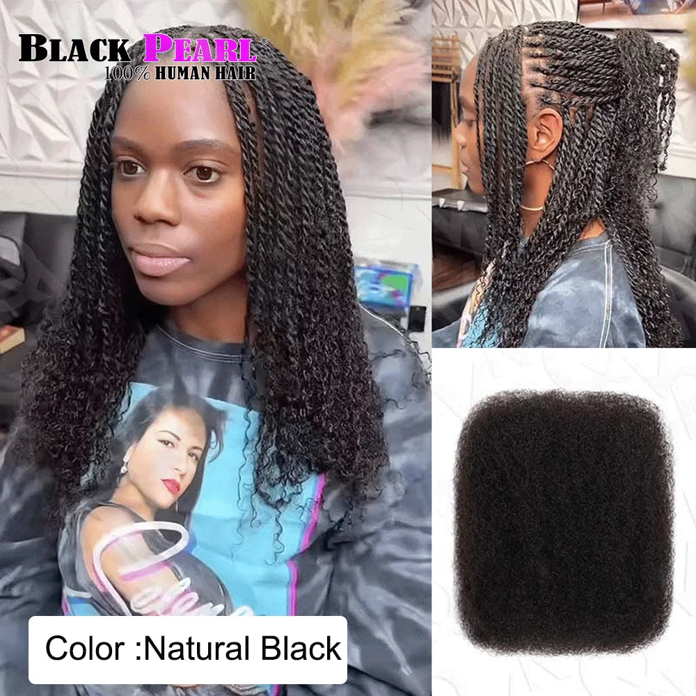 Cheveux Black Pearl Top QVR péruviens crépus bouclés mini twist 50 g/pièce, cheveux humains crépus afro en vrac pour tresses, 100 % cheveux Remy.