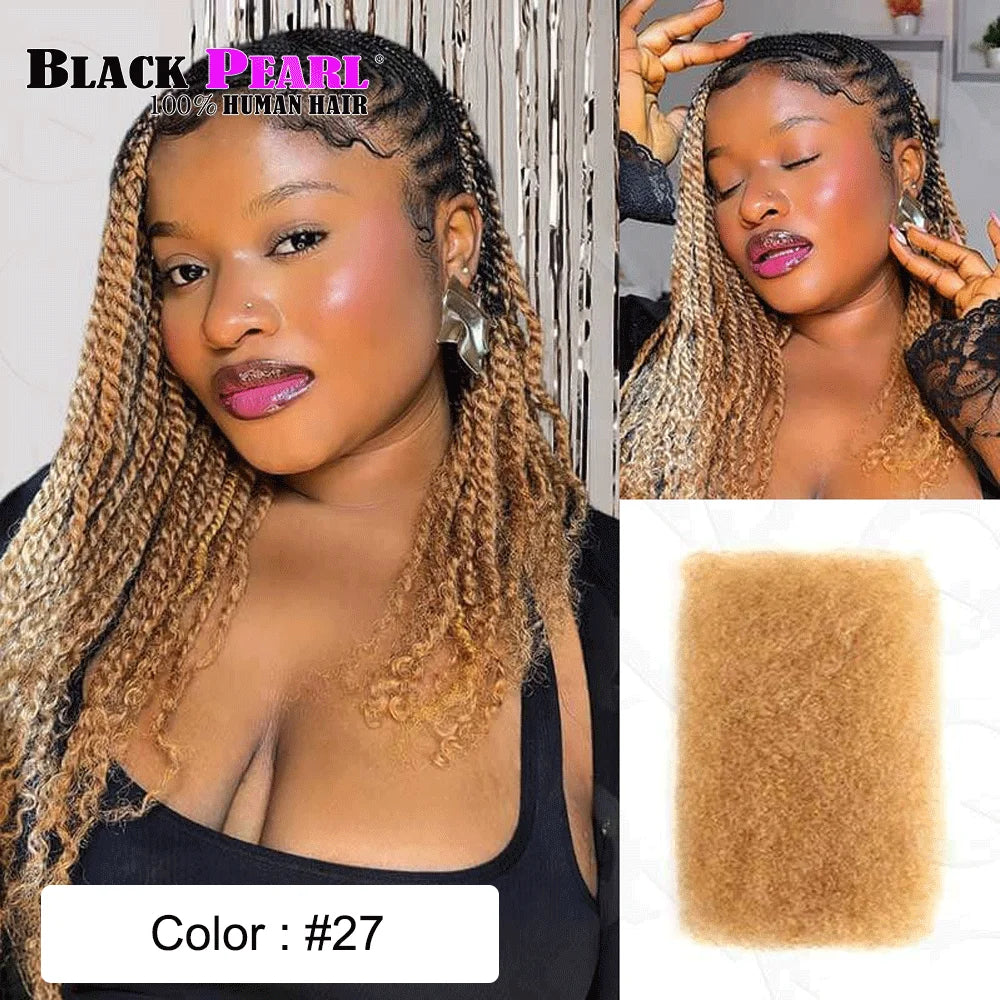 Cheveux Black Pearl Top QVR péruviens crépus bouclés mini twist 50 g/pièce, cheveux humains crépus afro en vrac pour tresses, 100 % cheveux Remy.