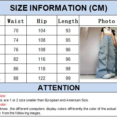 Pantalon cargo femme Y2K taille haute streetwear hip-hop grandes poches, pantalon de survêtement ample à cordon de serrage taille basse décontracté