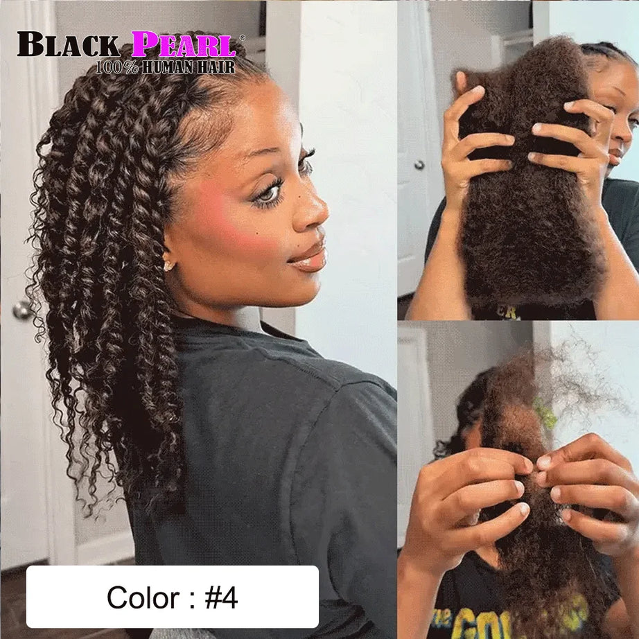 Cheveux Black Pearl Top QVR péruviens crépus bouclés mini twist 50 g/pièce, cheveux humains crépus afro en vrac pour tresses, 100 % cheveux Remy.