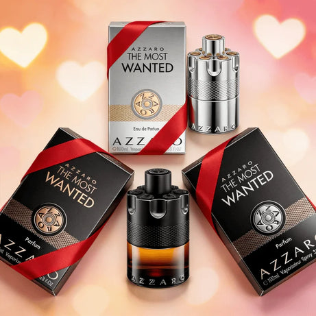 AZZARO WANTED Parfums pour hommes, flacons élégants, métalliques et colorés (argent/or/noir/bleu), éditions premium, parfum léger