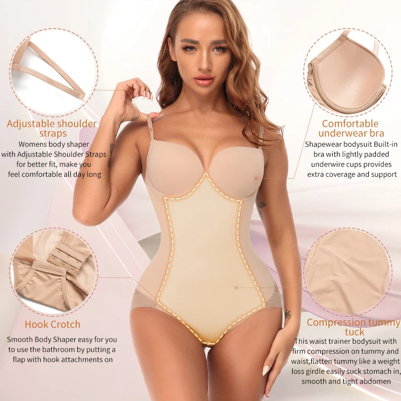 Body gainant pour femme, culotte push-up ventre-fesses, gaine amincissante, sous-vêtements sculptants pour le corps