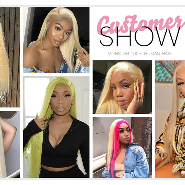 13x4 13x6 360 HD Transparent 613 Honey Blonde Color Lace Front Human Hair Wigs for Women Raw Brazilian Straight Lace Frontal Wig