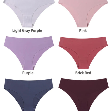 Ensemble de 3 culottes sans coutures pour femme, respirantes, taille basse, sexy, en soie unie, invisibles.