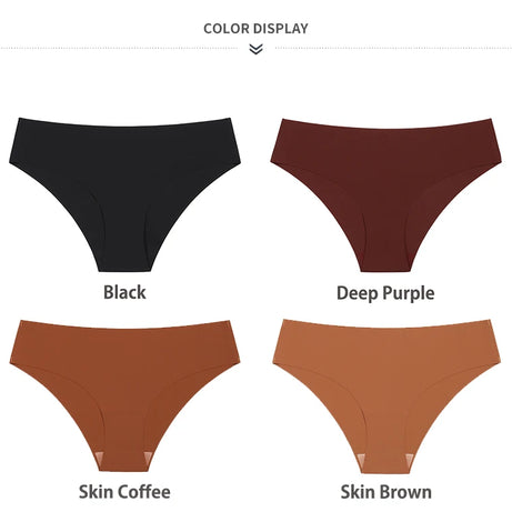 Ensemble de 3 culottes sans coutures pour femme, respirantes, taille basse, sexy, en soie unie, invisibles.