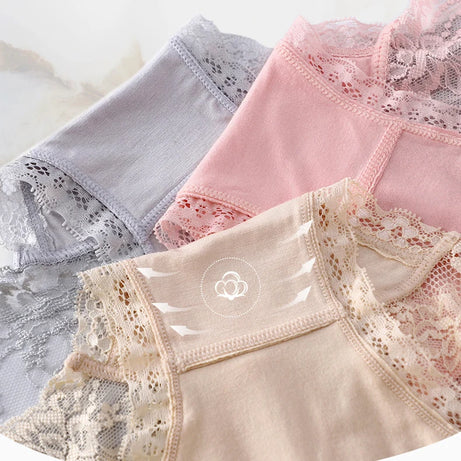 Lot de 7 culottes en coton transparent et dentelle, confortables et antibactériennes, grandes tailles, lingerie sexy pour femme