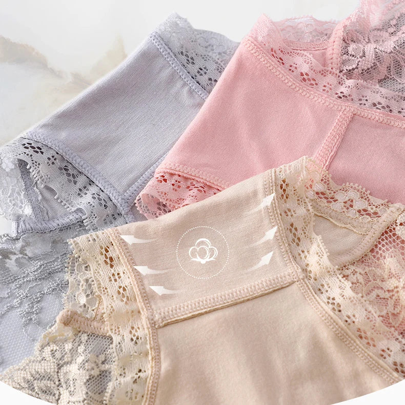 Lot de 7 culottes en coton transparent et dentelle, confortables et antibactériennes, grandes tailles, lingerie sexy pour femme