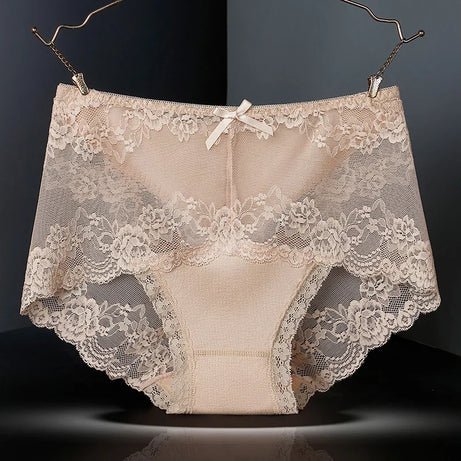Lot de 7 culottes en coton transparent et dentelle, confortables et antibactériennes, grandes tailles, lingerie sexy pour femme