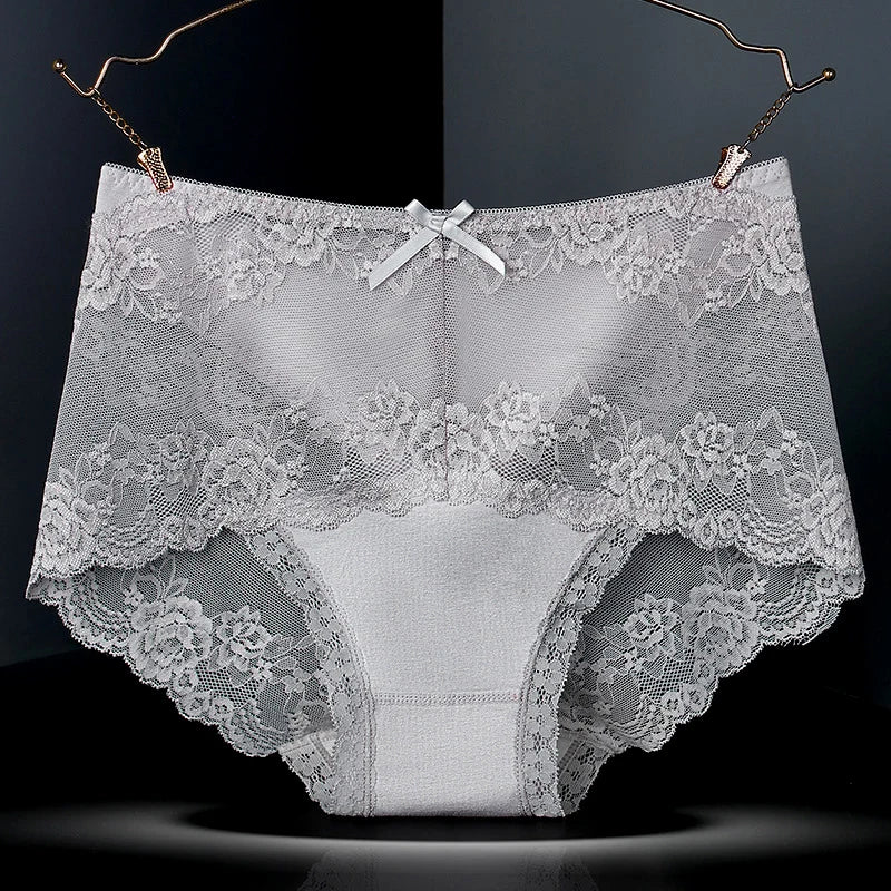 Lot de 7 culottes en coton transparent et dentelle, confortables et antibactériennes, grandes tailles, lingerie sexy pour femme