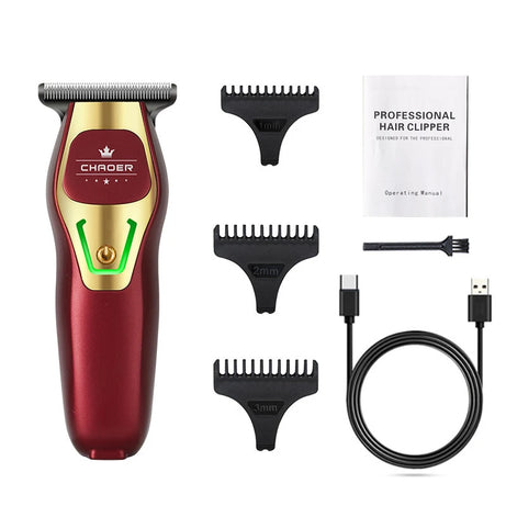 Tondeuse à cheveux professionnelle puissante pour hommes, lame en T de 0 mm, tondeuse électrique rechargeable, machine de coiffure et de rasage pour barbe