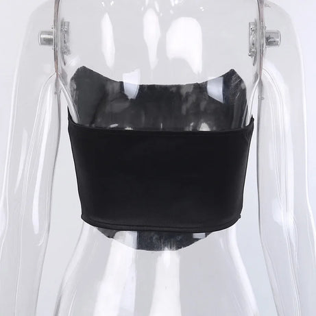 Débardeur sans manches à épaules dénudées, corset court sexy, sous-vêtements féminins, bustier dos nu uni