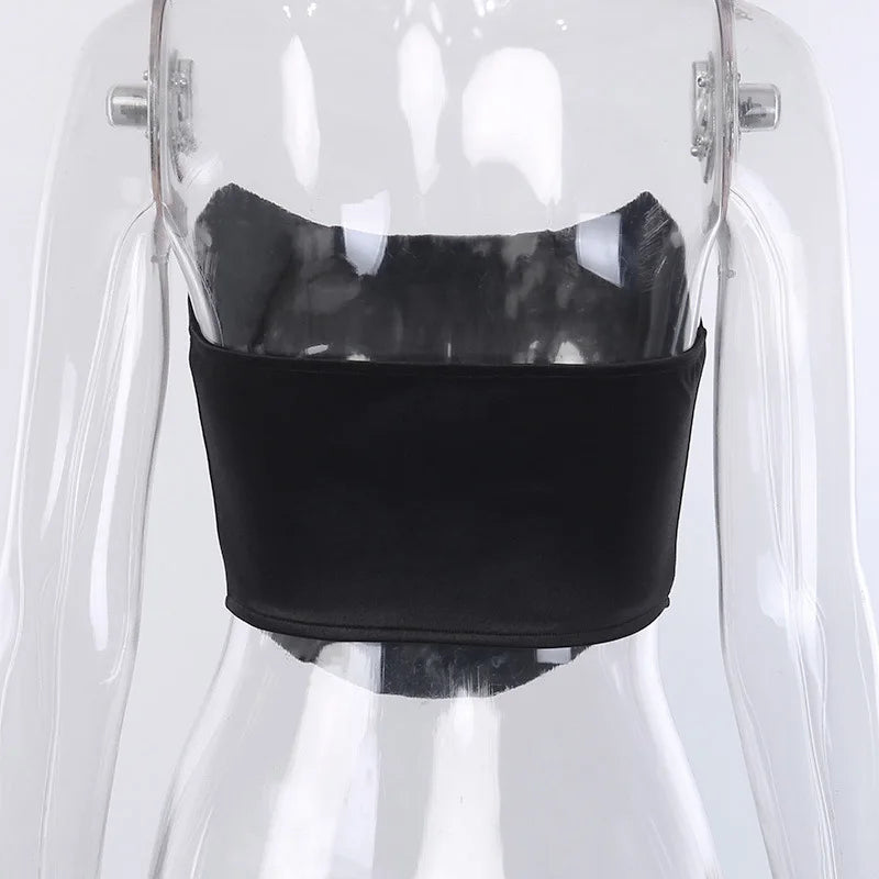 Débardeur sans manches à épaules dénudées, corset court sexy, sous-vêtements féminins, bustier dos nu uni
